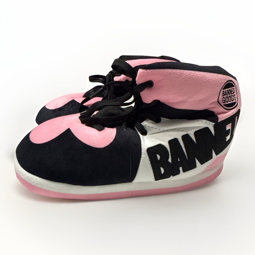Banned Goods Pink And Black Sneaker Slipper Mens And Women Fits Shoe Size 4-13
